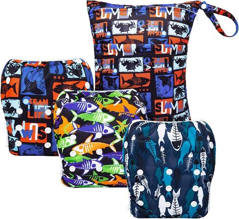ALVABABY Large Cloth Swim Diaper 3pcs Baby Toddler Infant Snap Reusable Adjustable Swimming Diaper Baby Boy and Girl 3ZSWY77 in Kuwait