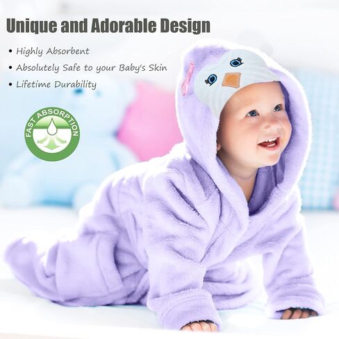 رداء وجه الحيوان للأطفال من HIPHOP PANDA مصنوع من الفسكوز المشتق من الخيزران لمدة 0-9 أشهر - طبقتين من رداء حمام الأطفال الأكثر نعومة بغطاء للرأس in Kuwait