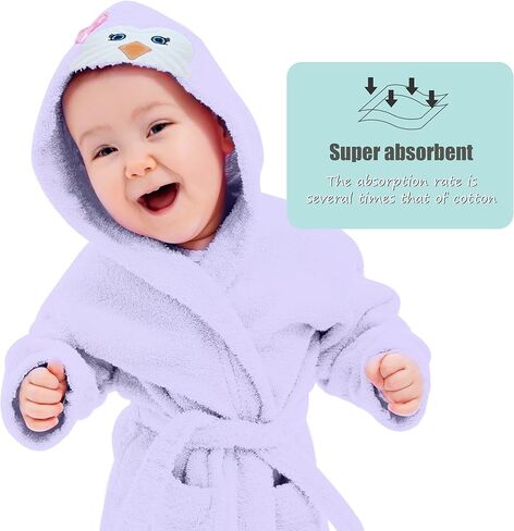 رداء وجه الحيوان للأطفال من HIPHOP PANDA مصنوع من الفسكوز المشتق من الخيزران لمدة 0-9 أشهر - طبقتين من رداء حمام الأطفال الأكثر نعومة بغطاء للرأس in Kuwait