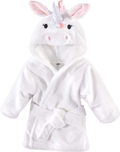 Hudson Baby Unisex Baby 2Pc Plush Animal Face Bathrobe, Gray Whimsical Unicorn Rainbow Unicorn, 0-9 Months in Saudi Arabia