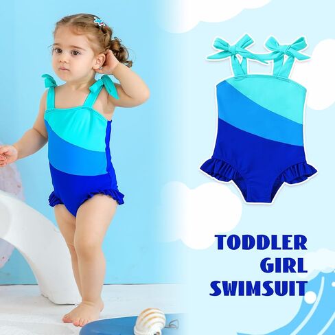 Toddler Swimsuit Girl Color Block Stripe One-Piece Swimwear Baby Girl Bathing Suits in Saudi Arabia