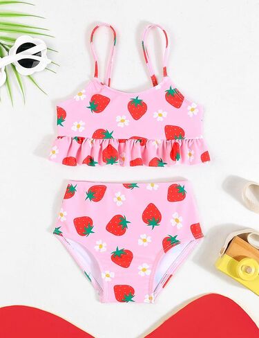 Puseky طفل رضيع الفتيات قطعتين ملابس السباحة بلا أكمام حزام ثوب سباحة مثير الصيف الشاطئ ثوب السباحة 6M-4T in Kuwait