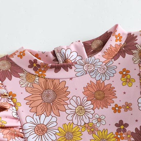 بدلة سباحة Yccutest للفتيات الصغيرات بأكمام طويلة من قطعة واحدة للحماية من الشمس، ملابس سباحة للرضع للوقاية من الطفح الجلدي مع سحاب in Kuwait