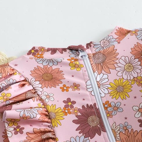 بدلة سباحة Yccutest للفتيات الصغيرات بأكمام طويلة من قطعة واحدة للحماية من الشمس، ملابس سباحة للرضع للوقاية من الطفح الجلدي مع سحاب in Kuwait