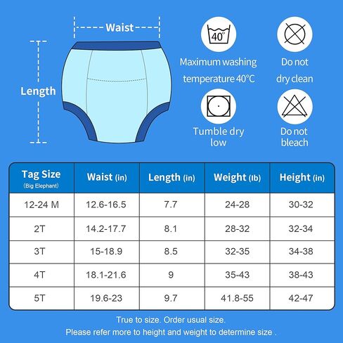سراويل تدريب على استخدام المرحاض للأطفال من بيج إليفانت مكونة من 8 قطع، ملابس داخلية قطنية للتدريب على المرحاض للأولاد والبنات من عمر 12 شهرًا إلى 5 سنوات in Kuwait