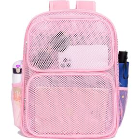 Mesh Backpack for School Heavy Duty Mesh Book bag Mesh See Through Backpack for School Beach, Travel