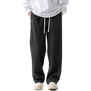 Y2K Unisex Drawstring Elastic Waist Baggy Sweatpants Loose Wide Leg Yoga Gym Workout Pants with Embroidered Pocket