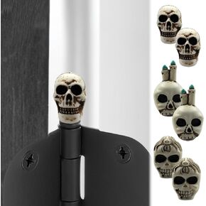 Skulls Hinge Heads Decorative Topper Set of 6 - Magnetic Hinge Head Toppers - Gothic Door Hinge Head Home Decoration Curios