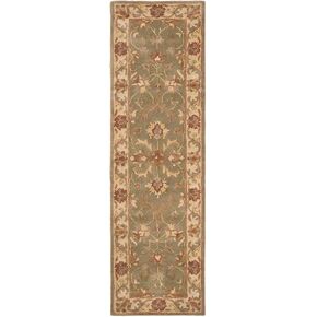 SAFAVIEH Heritage Collection Runner Rug - 2'3" x 20', Green & Gold, Handmade Traditional Oriental Wool, Ideal for High Traffic Areas in Living Room, Bedroom (HG811A)