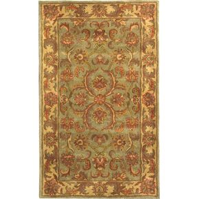 SAFAVIEH Heritage Collection Accent Rug - 2'3" x 4', Green & Gold, Handmade Traditional Oriental Wool, Ideal for High Traffic Areas in Entryway, Living Room, Bedroom (HG811A)