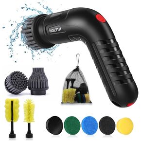 Electric Spin Scrubber Bathroom, Handheld Electric Scrubber for Cleaning with 8 Replaceable Brush Heads, 1 Net Bag, Power Spin Scrubber for Kitchen Shower Sink Grout Corner Stove