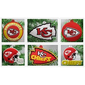 Arrowhead Patrick Mahomes Football Team 6 Piece Christmas Ornament Set (Unique Shatterproof Design)