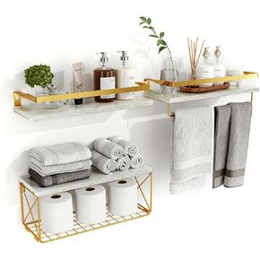 Wall Mount Shelf, Shelf Wall Mount, Floating Shelves for Wall with Storage Basket, Wall Shelves for Bathroom, Living Room, Kitchen and Washroom Toilet Paper