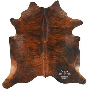 Cowhides Rug 7x6 Brindle Red Brown Black Cowhide Natural Leather