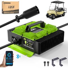 48 Volt 18 AMP Golf Cart Battery Charger for Club Car Precedent & DS, Bluetootch APP Control, 18A Fast Charging, 17.5ft Cable, 3-pin Plug, Support Lead Acid, AGM/Gel, Lithium Battery