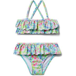 Janie and Jack Girls' Flower Print Two Piece Swimsuit (Toddler/Little Big Kids)
