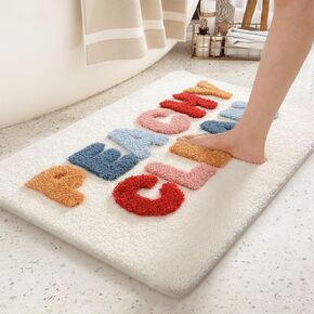Color&Geometry Peachy Clean Bath Mat: Cute & Funny Bathroom Rugs - Non Slip & Machine Washable & Absorbent Bathmat - Apartment Decor Aesthetic - 24" X 36"