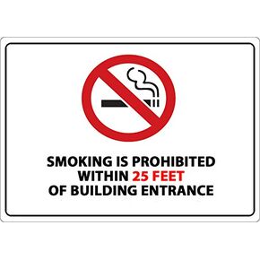 Zing Green Products 1869D Recycled Polystyrene "Smoking is Prohibited Within 25 Feet" Window Decal, Self-Adhesive, 7" Length, 5" Width, Pack of 2