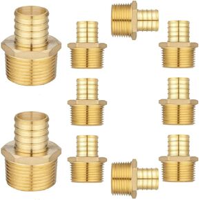 (10 Pack) Lidertik PEX Fittings Male NPT Adapter, 1" PEX F1807 to 3/4" NPT Male Threaded Adapter Brass
