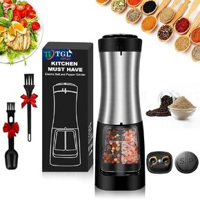 TGLS 2 in 1 Electric Salt and Pepper Grinder - Real Salt pepper mill grinder, Battery Powered Electric Salt Grinder - Salt Grinder Refillable One hand Operation salt and pepper shakers