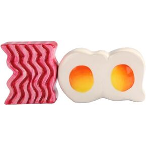 Attractives Magnetic Ceramic Salt Pepper Shakers Bacon and Egg