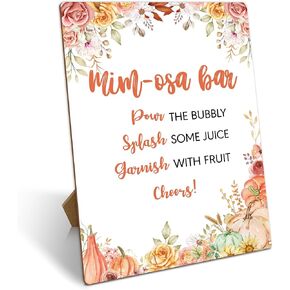 علامة شريط ميموزا مع حامل، مستلزمات شريط ميموزا الخريف ديكورات، علامة ديكور طاولة غداء اليقطين، علامة شريط شمبانيا لحفلات الزفاف وحفلات عيد الشكر وعيد الشكر، 30 in Kuwait