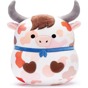 Large Highland Scottish Cow Plush Pillow Stuffed Animal Toy,12.5" Big Size Cute Soft Hugging Cuddle Huggable Plushie,Gift for Kids