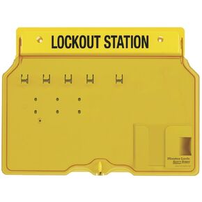 Master Lock 1482BP410 Covered Lockout Tagout Station with 4 Zenex Thermoplastic Padlocks , Yellow