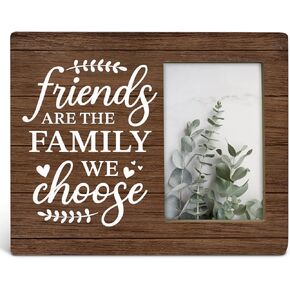 TSUYAWU Gift for Friends, Friendship Gifts for Women Friends Men, Rustic Friends Are the Family We Choose Wood Picture Frame 8 x 10 Inch Tabletop and Wall Mounting (Display Photo 4 x 6 Inch)