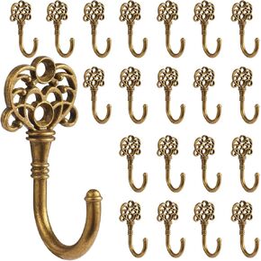 20 PCS Vintage Metal Wall Hooks, Bohemian Wall Hooks, Decorative Wall Hooks with Screws for Hanging Coffee Cups, Clothes, Hats, Bags, Keys and Room Decorations（Red Copper）