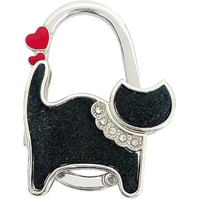 Wrapables Stylish Purse Hook Hanger, Foldable Handbag Table Hanger, Black Cat