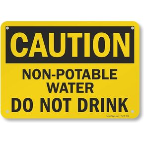 SmartSign - S-2835-AL-10 "Caution - Non-Potable Water, Do Not Drink" Sign | 7" x 10" Aluminum Black on Yellow