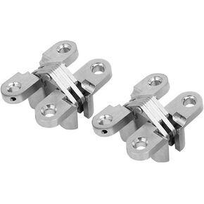 Ranbo (1 Pair) Hidden gate Hinge Stainless Steel Invisible Door Hinges Concealed Barrel Wooden Box Silver (1-3/4 inch)