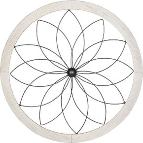 Stratton Home Décor S11570 Round Metal Medallion Wall Décor, 25.75 W X 1.75 D X 25.75 H, Natural Wood
