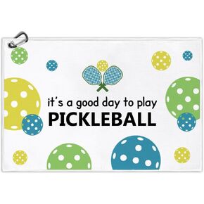 It's A Good Dady to Play Pickleball Printed Microfiber Pickleball Towel with Clip, Pickleball Gifts for Pickleball Fan Dad Mom, Mother's Day Birthday Gifts, Golf Accessories for Men Women