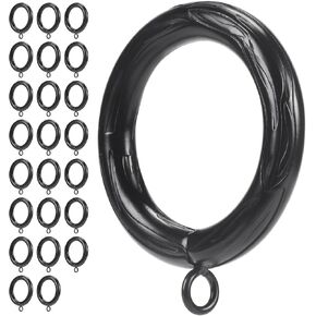 Extra Thick Metal Curtain Rings - 0.35"/9mm Ring, Intricately Engraved Design, 1.73" Inner Diameter, for Rods up to 1.5" (Black-24pcs)