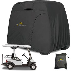 Golf Cart Cover 2+2/4 Passenger 600D Waterproof Sunproof Windproof Rain Cover Fits for All Brand EZGO Club Car Yamaha Icon Evolution Vehicle Weather Protection etc