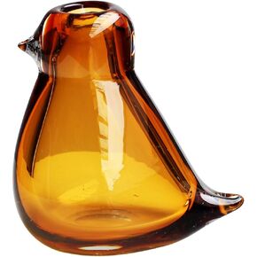 Cloudnola Bird Glass Flower Vase, Amber Yellow, 3.8 x 5.4 inches, Thick Mouth-Blown Glass, for Home, Wedding, Gifting, and Events