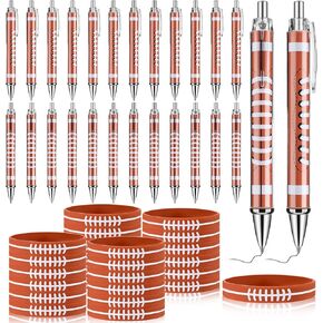 Qilery 48 Pcs Sports Party Favors Set Ballpoint Pens and Bracelets Gifts Bulk Include 24 Pens and 24 Silicone Wristband Sports Fan Gifts Accessories for Team Party Supplies Birthday(Football)