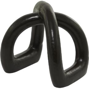 CosmoLiving by Cosmopolitan Porcelain Ceramic Abstract Decorative Sculpture Arched Home Decor Statue, Accent Figurine 8" x 7" x 8", Black