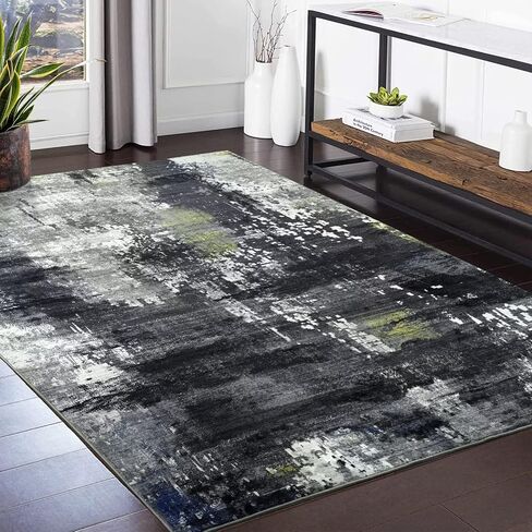 IMINROME Runner Rug 2x6 Soft Entryway Runner Modern Ink Print Hallway Runners Contemporary Abstract Floor Mat Chic Indoor Living Room Bedroom Distressed Runner Kitchen Rug Tribal Dining Non Slip Rug in Kuwait