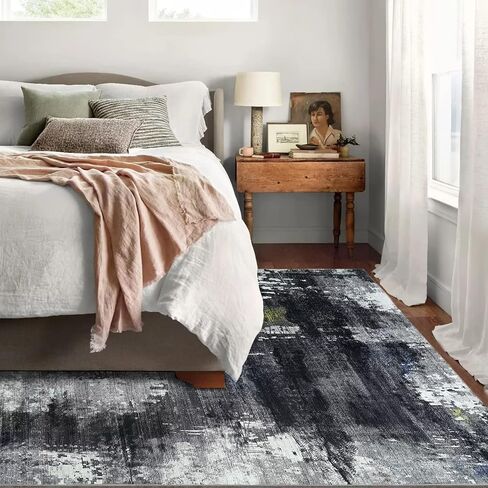 IMINROME Runner Rug 2x6 Soft Entryway Runner Modern Ink Print Hallway Runners Contemporary Abstract Floor Mat Chic Indoor Living Room Bedroom Distressed Runner Kitchen Rug Tribal Dining Non Slip Rug in Kuwait