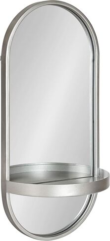 Kate and Laurel Estero Modern Metal Wall Mirror with Shelf, 11" x 24", Silver, Chic Contemporary Wall Accent in Saudi Arabia
