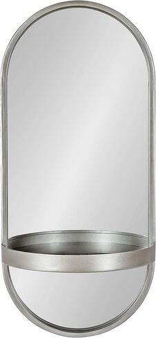 Kate and Laurel Estero Modern Metal Wall Mirror with Shelf, 11" x 24", Silver, Chic Contemporary Wall Accent in Saudi Arabia