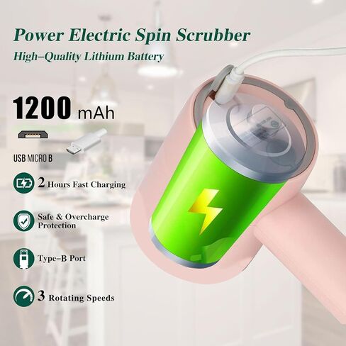 luxEmporia Electric Spin Scrubber with 3 Speed Cleaning Capability for Kitchen, Bathroom, Home (Pink) in Saudi Arabia