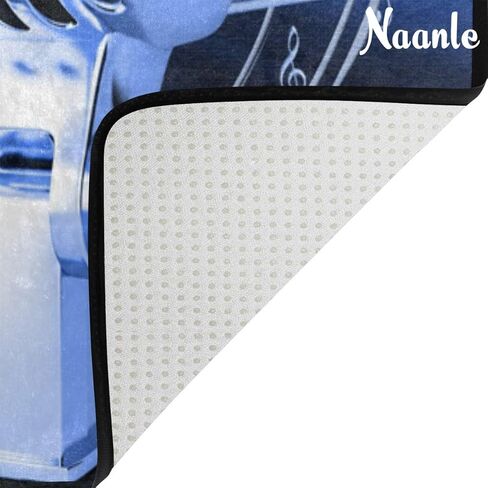 سجادة منطقة موسيقية من Naanle مقاس 12.7 سم × 17.78 سم، ميكروفون مع ملاحظات موسيقية من البوليستر سجادة منطقة للعيش وتناول الطعام وغرفة النوم وغرفة النوم وديكور المنزل in Kuwait