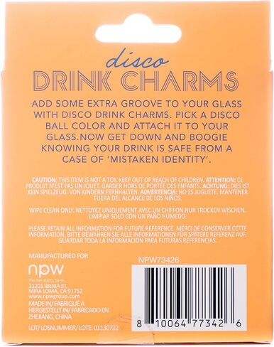 6 قطع من NPW سحر النبيذ على شكل كرة ديسكو للنظارات الجذعية مع حلقات معدنية، علامات كرة ديسكو لحفلات الديسكو في السبعينيات، سحر محدد لزجاج النبيذ وكوكتيل الشمبانيا، أدوات البار العصرية in Kuwait