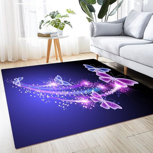 Area Rug 5'x4' Carpet for Bedroom Living Room Kids Nursery Room Home Decor Soft Rugs Mat Non Slip Butterfly Stars in Saudi Arabia