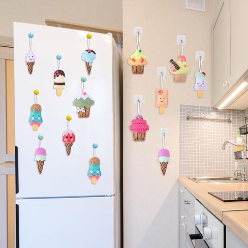 24 Pcs Christmas Ice Cream Felt Decor,3D Ice Cream Small Hanging Candy Craft Tree Ornaments Dessert Ice Cream Pendant for Xmas Christmas Party Decor Supplies in Saudi Arabia