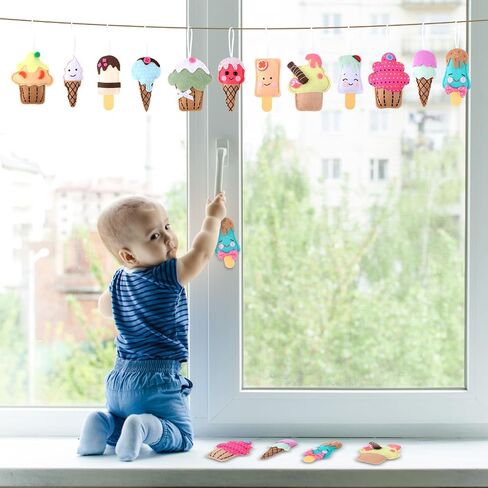 24 Pcs Christmas Ice Cream Felt Decor,3D Ice Cream Small Hanging Candy Craft Tree Ornaments Dessert Ice Cream Pendant for Xmas Christmas Party Decor Supplies in Saudi Arabia
